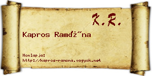 Kapros Ramóna névjegykártya